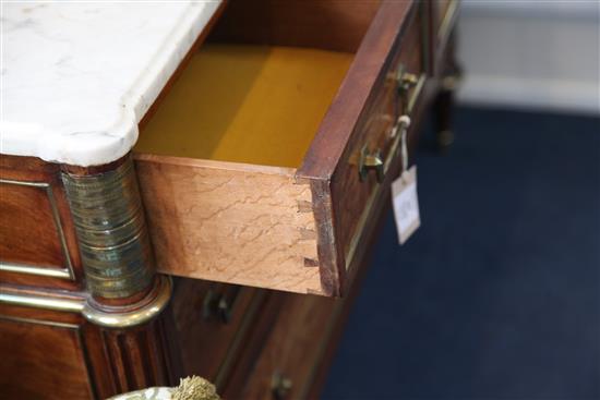 A Directoire brass mounted acajou moucheté commode, W.4ft 1.75in.